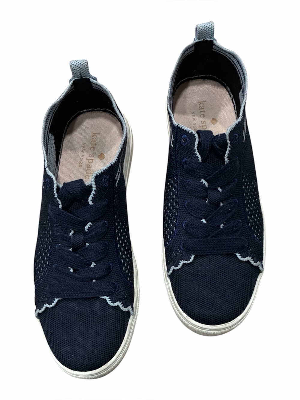 Kate Spade New York Ainslee sneakers in navy blue with signature scalloped trim